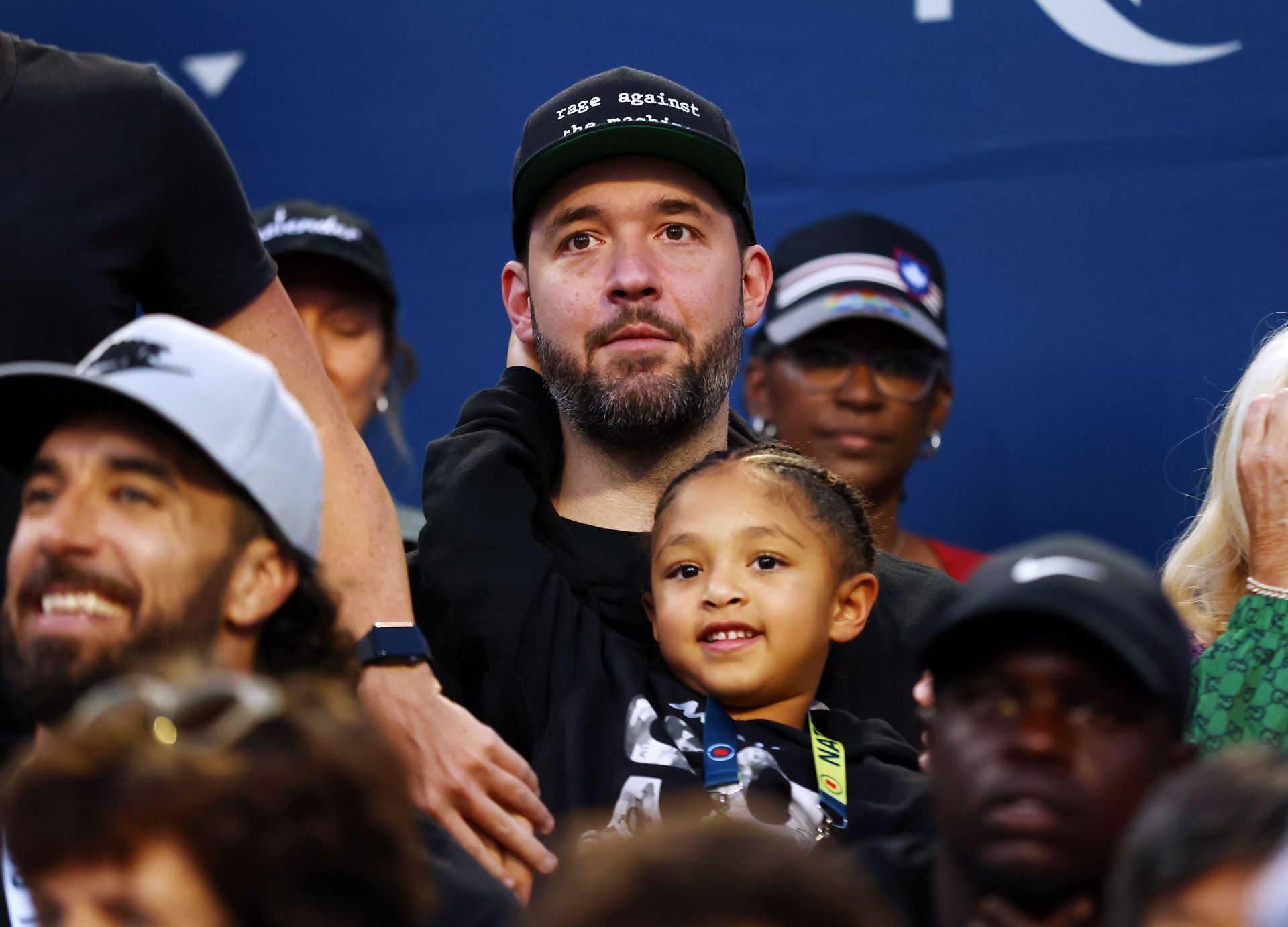 Alexis Ohanian and Olympia during Serena Williams' match at National Bank Open Toronto - Day 5.